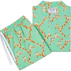 Sant and Abel x Donald Cotton Mint Giraffe-Print Pajama Set Size Small